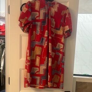 Red and Orange Puff Sleeve Mini Sundress